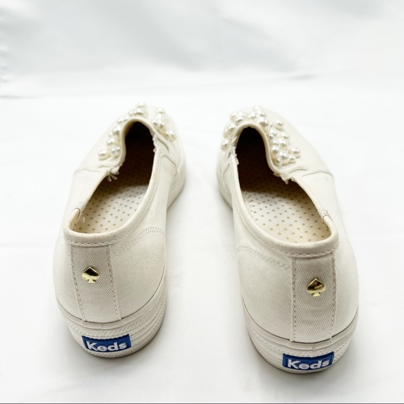 🎃Keds x Kate Spade Triple Decker Bridal Wedding Pearl Slip On Slides size 8.5 - Picture 9 of 11